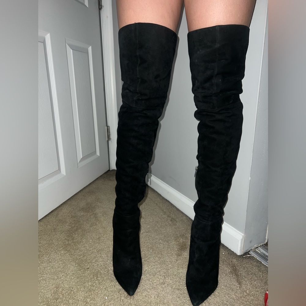 Black suede boots
